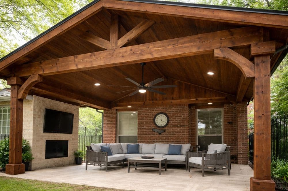 Elegant Patio Cover Staining Elevates Local Homes
