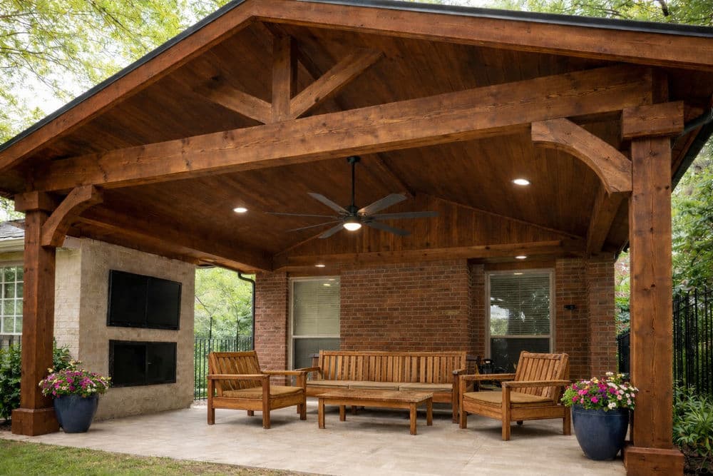 Elegant Patio Cover Staining Elevates Local Homes